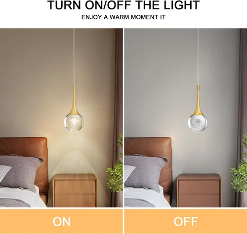 Miniatura 7 de CHYING Lámpara colgante dorada de cristal LED Iluminación colgante de medusa lágrima luces colgantes mini luces colgantes para isla de cocina, baño
