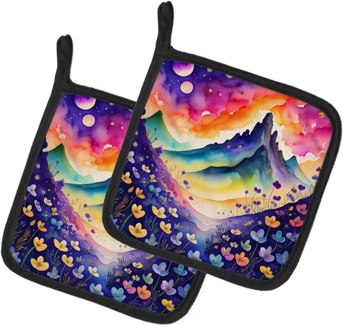 Miniatura 16 de Caroline's Treasures Juego de soportes para ollas de cocina coloridos de Asters, resistentes al calor, almohadillas calientes para cocinar, hornear
