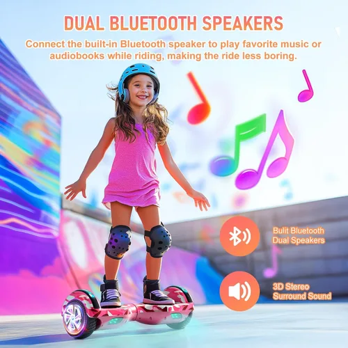 Miniatura 2 de LIEAGLE Scooter, Self Balancing Scooter with Bluetooth Speaker LED Lights Wheels,Dual 300w Motors, 7.5 mph Max Speed & 8.5 Miles Max Range, for C
