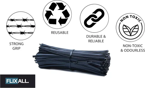 Miniatura 3 de Paquete de 100 lazos de torsión de 5 pulgadas, reutilizables, de alta calidad, con revestimiento de plástico negro para bolsas, cables, lazos