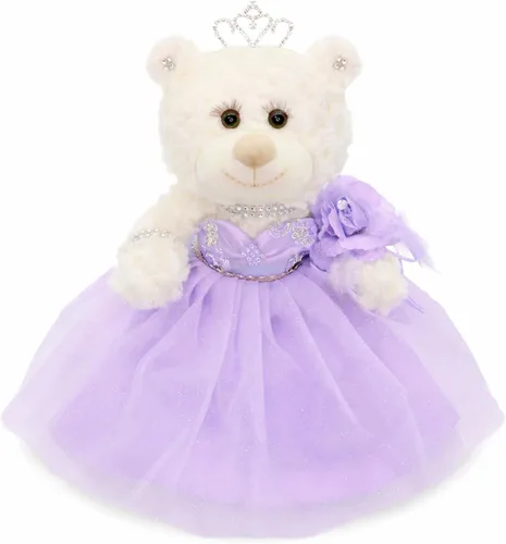 Miniatura 12 de Muñeca de centro de mesa de oso de quinceañera de 12 pulgadas con elegante vestido de tul en capas y soporte ajustable, regalo de decoraciones