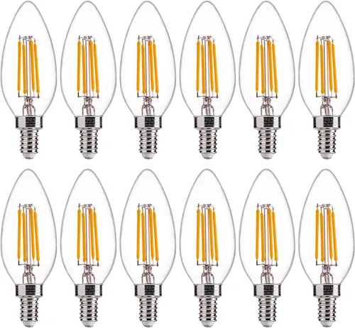 Miniatura 17 de FLSNT, bombillas LED regulables de 5000K luz diurna, 60W equivalentes, B11 base LED E12 para candelabro, bombillas de araña, 550LM, CRI90, paquete