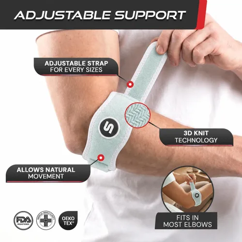 Miniatura 3 de Sleeve Stars Codera de Tenis para Mujeres - Correa de Codo de Tenis Ajustable, Codera de Codo de Golfista para Hombres, Soporte de Contrafuerza