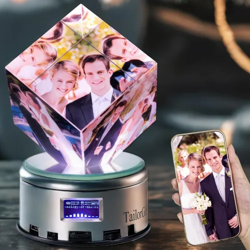 Marco de fotos de cristal 3D personalizado para regalos del día del padre, marcos de fotos personalizados con fotos en color, regalos de aniversario