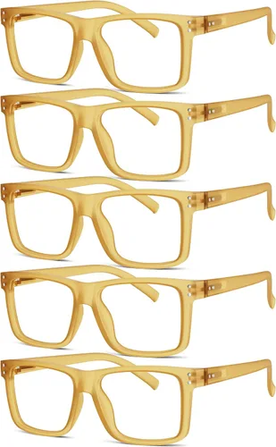 Miniatura 17 de Eyekepper Paquete de 5 gafas de lectura de gran tamaño con marco cuadrado grande para hombres y mujeres - Negro +2.50 Paquete de 5 todo negro