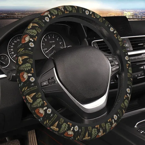 Miniatura 6 de Funda para volante de plantas de helecho de brujería retro de hongos para mujeres, hombres y niñas, accesorios de automóvil, decoración 1