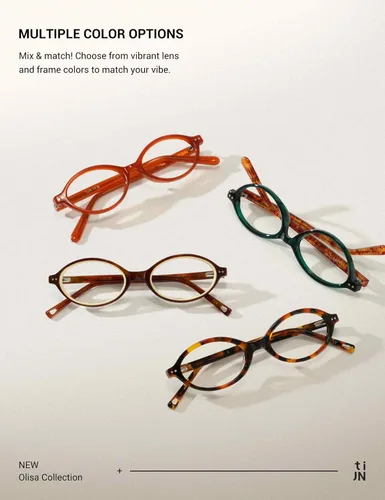Miniatura 8 de TIJN Olisa Blue Light Blocking Glasses for Women Men,Oval Glasses Frame Bluelight Glasses for GamingComputerScreen
