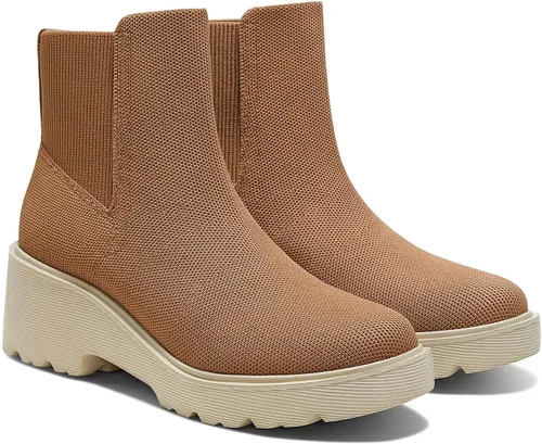 VIVAIA Everly - Botines para mujer, punta redonda, tacón de cuña de plataforma gruesa de 2.36 pulgadas, parte superior repelente al agua, suela