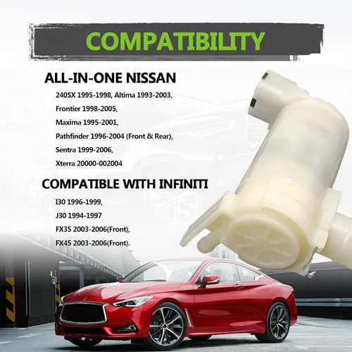 Miniatura 6 de Bomba de motor de lavaparabrisas con arandela compatible con Nissan Pathfinder, Altima, Frontier, Maxima, Xterra Infiniti FX35 FX45 OEM 28920-3Z000