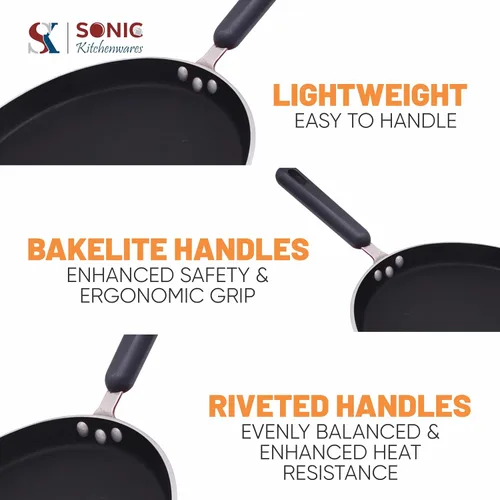 Miniatura 4 de Sonic Kitchenwares - Sartén antiadherente para crepas de 12 pulgadas, revestimiento antiadherente saludable para Roti Egg Tortilla Tawa Dosa, sartén