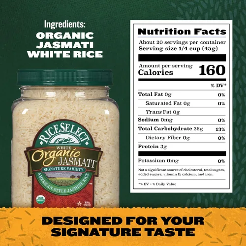 Miniatura 2 de RiceSelect Arroz Jasmati Blanco Orgánico para Recetas Inspiradas en la Comida Asiática, Arroz Premium Jazmín de Grano Largo Sin OMG y Sin Gluten