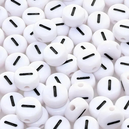 Miniatura 14 de Amaney - Cuentas de vocal A, 100 piezas de 0.276 x 0.157 in, blanco, redondo, acrílico, negro, alfabeto para fabricación de joyas Black-a