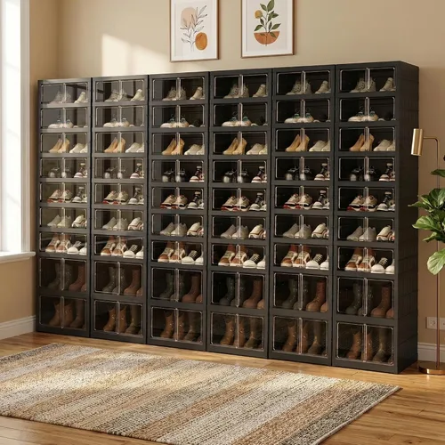 Miniatura 29 de Organizador de Zapatos Plegable Caja de Almacenamiento, Estante de Zapatos Plegable Portátil Extra Grande para Closet, Caja de Almacenamiento