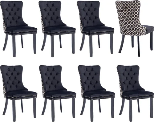 Miniatura 118 de Juego de 2 sillas de comedor modernas, sillas de comedor tapizadas acolchadas con patas de madera maciza, silla de cocina de tela de lino beige