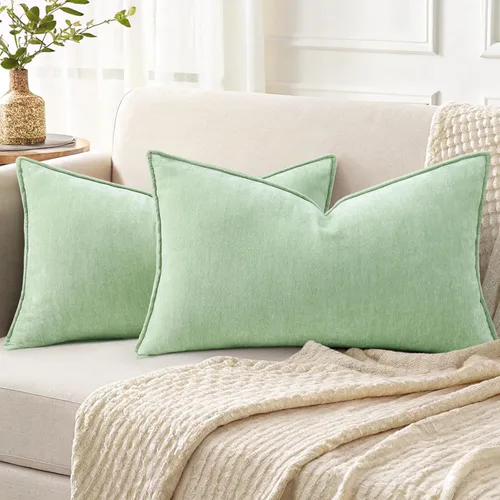 Miniatura 31 de decorUhome - Fundas de Cojín para Sofá 16x16 pulgadas Set de 2, Decorativas Suaves Euro Neutras de Felpilla con Diseño Elegante, Aqua Haze