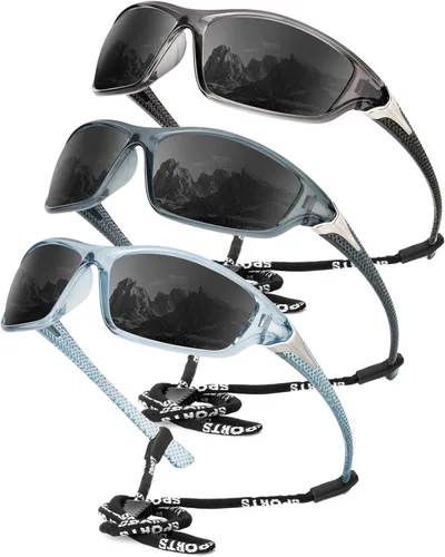 Miniatura 43 de KALIYADI 4 Pack Polarized Sunglasses-Men Sports Sun-glasses: Mens Sunglasses UV Protection for Fishing Driving Cycling A02-negro/azul hielo/rojo
