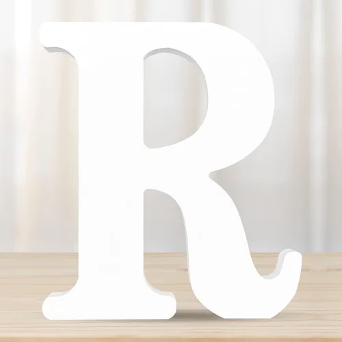 Miniatura 11 de Letras de madera blancas 3D de 6 pulgadas, letra de pared del alfabeto de madera para decoración de pared, manualidades de madera, letras de pie