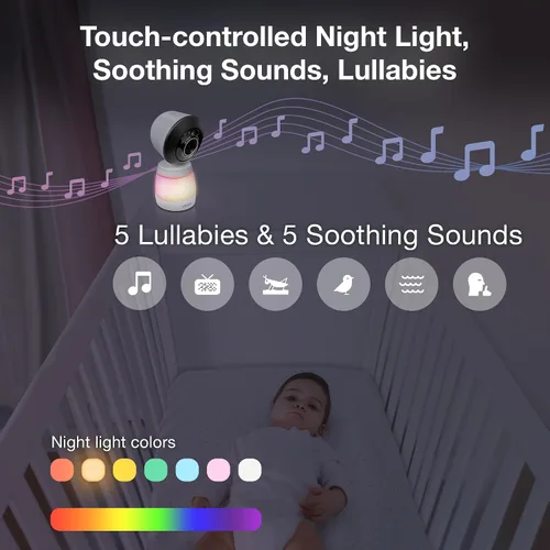 Miniatura 7 de VTech Smart WiFi Baby Monitor - Ve a tu bebé en casa o desde cualquier lugar, cámara 2K, pantalla de 5.5 pulgadas, zoom 24X, gran angular, visión
