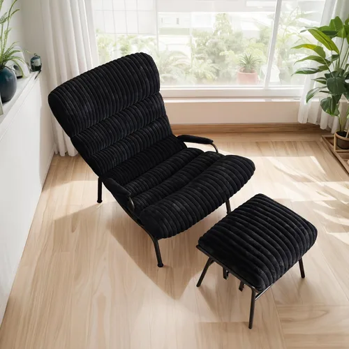Miniatura 10 de ovios Mecedora con otomana, reclinable deslizante con reposapiés, sillón de acento perezoso con cómodo cojín para sala de estar, dormitorio