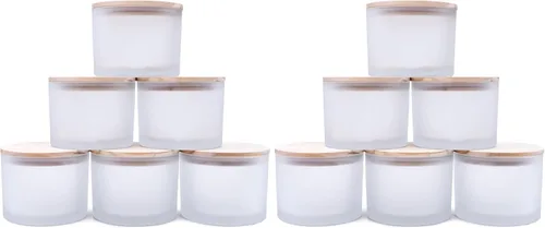 Miniatura 9 de SHOWIN Tarros de vela gruesos de 18 onzas para hacer velas, 6 unidades, frascos vacíos con tapas de madera para hacer velas, recipiente de muestra