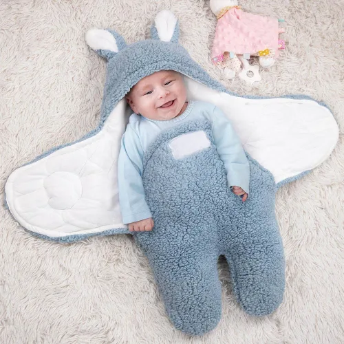 Miniatura 3 de BYFDIY Manta de bebé personalizada bordada con nombre personalizado para niños y niñas, saco de dormir para bebé, lindo conejo, regalo esencial