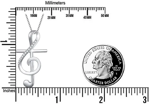Miniatura 6 de DAOCHONG Collar con colgante de plata esterlina S925 con nota musical, cadena de caja de 18 pulgadas