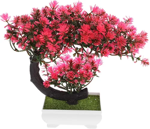 Operitacx Árbol bonsái artificial de simulación de flores para decoración de bonsái, plantas falsas pequeñas de interior, decoración para el hogar,