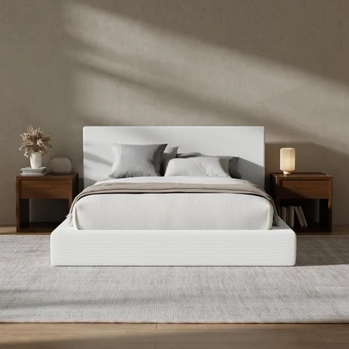 Miniatura 17 de RECCI Cloud - Base de cama Queen tapizada con cabecero, plataforma acolchada de espuma de 5 pulgadas, sin somier, fácil montaje (crema)