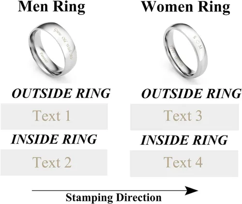Miniatura 4 de Juego de anillos de acero inoxidable para parejas personalizado para él y ella, amor real, collares de compromiso, boda, día de San Valentín