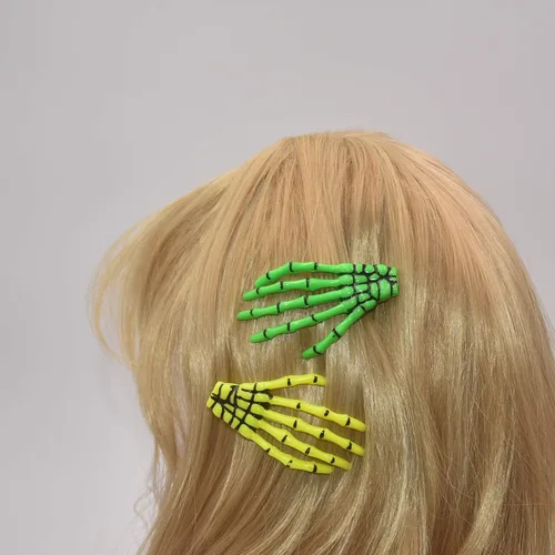 Miniatura 6 de 8 pinzas para el cabello con forma de hueso de mano de color mixto, pinzas para el cabello con forma de hueso de 3 pulgadas de largo, accesorios