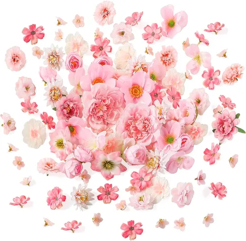 Miniatura 9 de Floroom Mini Cabezas de Flores Artificiales Salvia y Verde Oliva Peonía Falsa Margarita Rosa Multicolor Pequeñas Cabezas de Flores de Seda Sintética