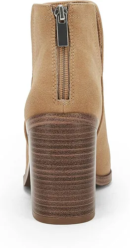 Miniatura 4 de Botines de tacón medio apilados para mujer, con cremallera trasera, puntera puntiaguda, botines acogedores