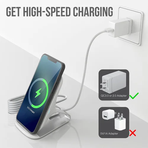 Miniatura 7 de Cargador inalámbrico rápido, soporte de carga inalámbrico de 10 W Max con certificación Qi compatible con iPhone 16/15/14/13/12/11 Max/Pro/Mini/SE