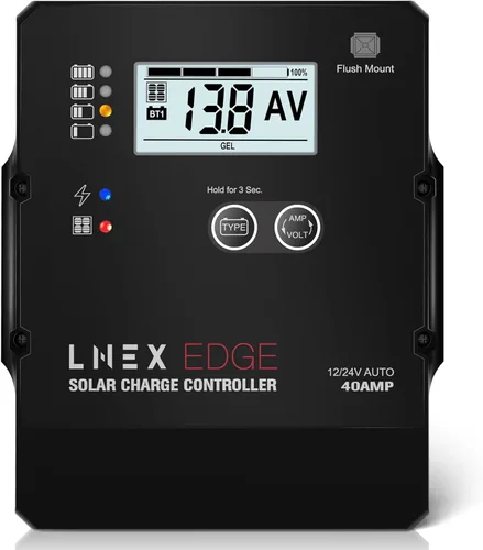 Miniatura 11 de LNEX Controlador de carga solar impermeable, regulador inteligente de batería de panel súper delgado 10A con pantalla LCD 12V/24V Controlador PWM