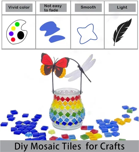 Miniatura 4 de Azulejos de mosaico de bricolaje para manualidades, kits de mosaico de vidrio colorido para adultos, 915 piezas de azulejos de mosaico de vidrieras