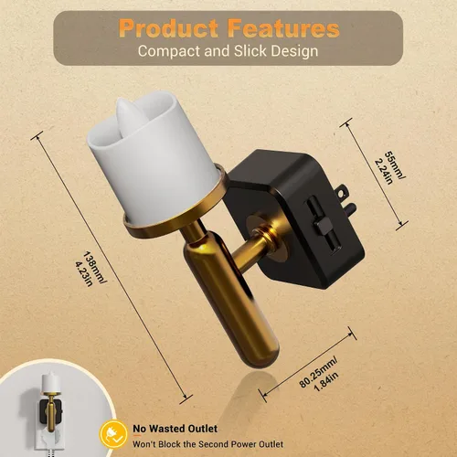 Miniatura 4 de JandCase Luz Nocturna de Vela, Luces Nocturnas que se Enchufan a la Pared, Blanco Suave 3000K, Brillo Ajustable 0-100LM, Sensor de Anochecer a