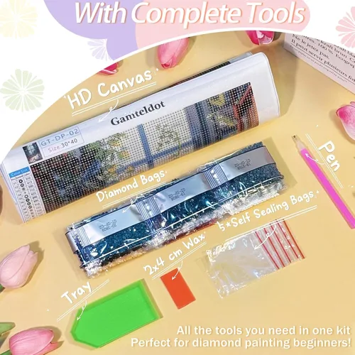 Miniatura 6 de Gamteldot 4 piezas de kits de arte de diamante de frutas para adultos - kits de pintura de diamante 5D con herramientas completas de bricolaje