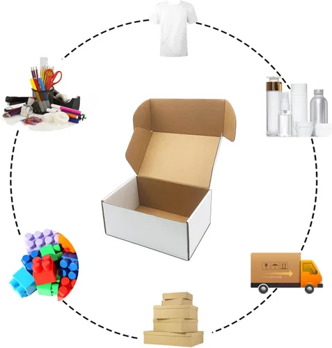 Miniatura 2 de Juego de cajas de envío de 9x6x4 pulgadas de 25, caja de cartón corrugado blanco para envío de correspondencia, embalaje de folletos, embalaje