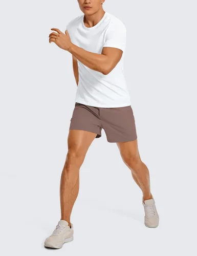 Miniatura 4 de CRZ YOGA Pantalones cortos de entrenamiento sin forro para hombre de 5 pulgadas, ligeros, de secado rápido, para correr, deportes, atletismo