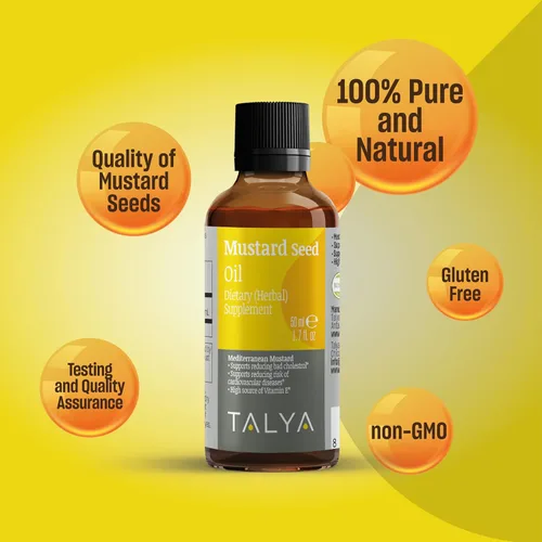 Miniatura 2 de TALYA Aceite de mostaza puro a base de hierbas (Brassica nigra oleum) Aceite 100% natural puro prensado en frío botella de vidrio de 1.7 fl oz