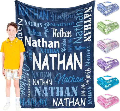 Manta Personalizada para Adolescentes Varones Manta Personalizada con Nombre Manta de Franela Ultra-Suave con Nombre para Niños Regalos