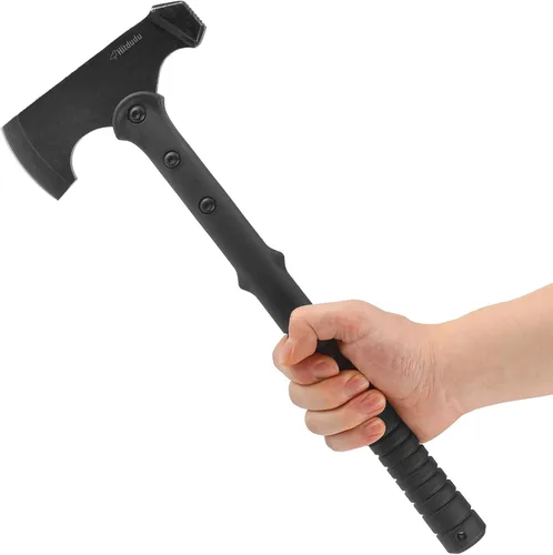 Miniatura 7 de Hitdudu Hacha y hacha de campamento, Tomahawk táctico de 15.7 pulgadas con cara de martillo, mango de fibra de nailon para supervivencia al aire