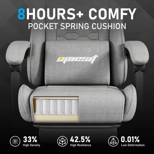 Miniatura 6 de Silla de gamer, sillas ergonómicas de computadora para adultos con reposapiés, silla de oficina de piel sintética con soporte lumbar ajustable