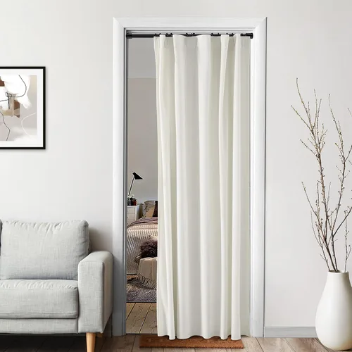 Miniatura 15 de XTMYI Paneles de Cortinas de Puerta Opacas de Terciopelo para Dormitorio, Aislamiento Térmico de Invierno Cálido con Pestaña Trasera y Bolsillo