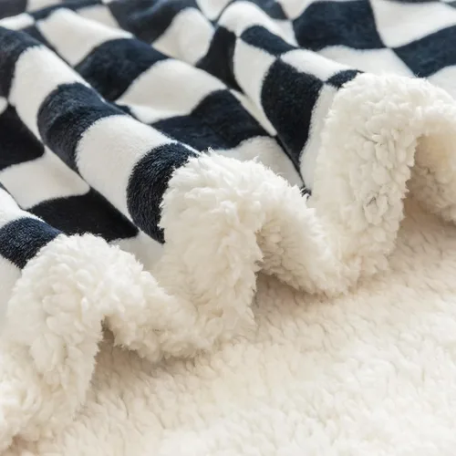 Miniatura 3 de LOMAO - Manta de sherpa de forro polar con patrón a cuadros, suave y gruesa, lujosa, cálida y acogedora para sofá, cama o sillón, para todas