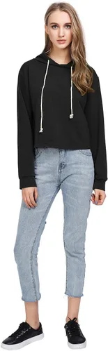 Miniatura 6 de MakeMeChic - Sudadera de manga larga casual, con capucha y de longitud corta, para mujer