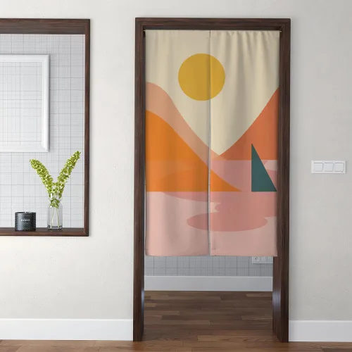 Miniatura 7 de Sun Mountain - Cortina japonesa para puerta, tapiz Noren de arte moderno para colgar en la pared, decoración del hogar, cortinas de tamaños