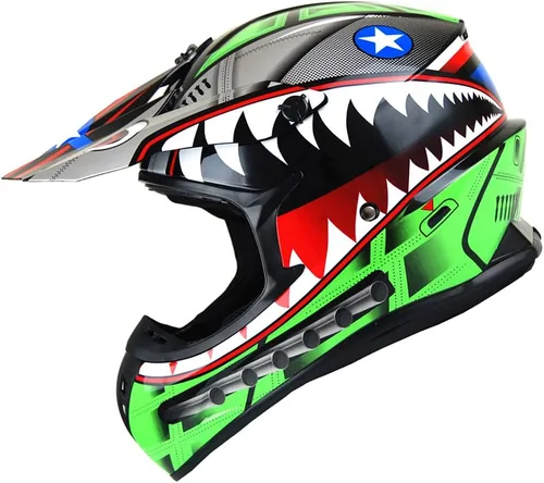 Miniatura 12 de 1Storm - Casco de motocross para adultos BMX MX ATV Dirt Bike Downhill Mountain Bike estilo Monster Shark Racing HKY_SC09S
