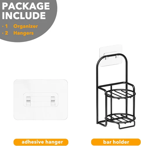 Miniatura 7 de SpaceAid Soporte de barra de champú de 2 niveles para ducha, soporte de barra de jabón autodrenante para pared de baño y fregadero de cocina