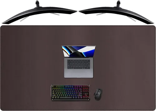 Miniatura 33 de Cacoy Tapete de escritorio de cuero, 70.8 x 24 pulgadas, tamaño mega, extendido, tapete de escritorio profesional para escritorio completo, Negro